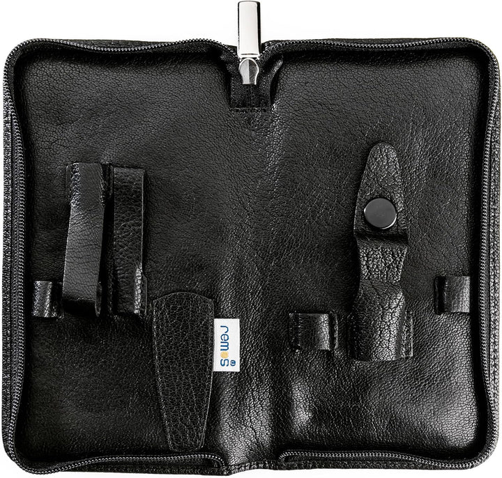 REMOS Nageletui leer aus echtem Leder zum Bestücken mit 7 Instrumenten - schwarz, Schwarz