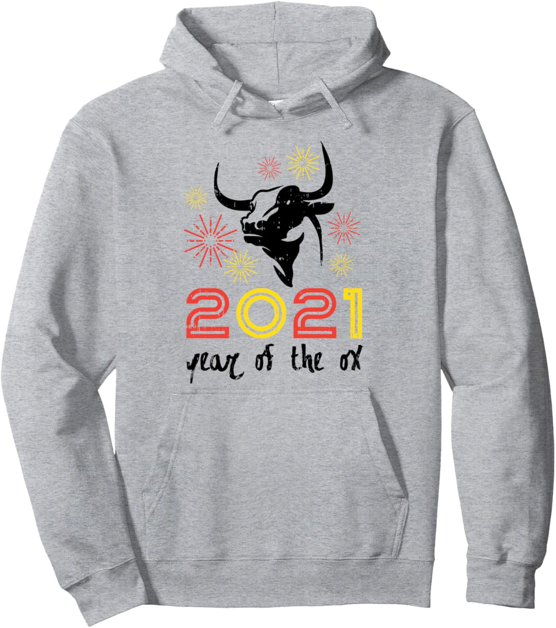 2021 Year Of The Ox Firework Happy Lunar Chinese Zodiac Gift Pullover Hoodie