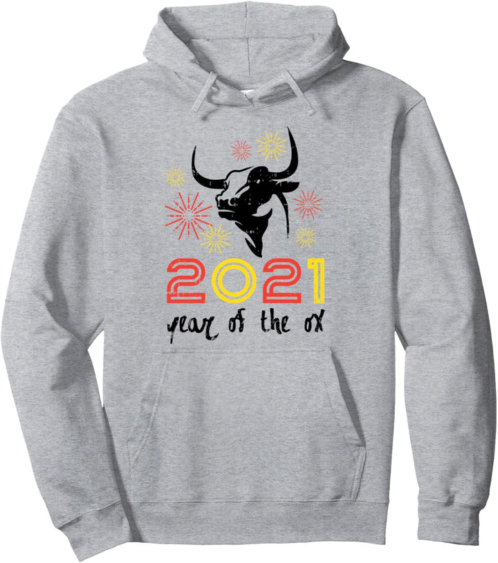 2021 Year Of The Ox Firework Happy Lunar Chinese Zodiac Gift Pullover Hoodie