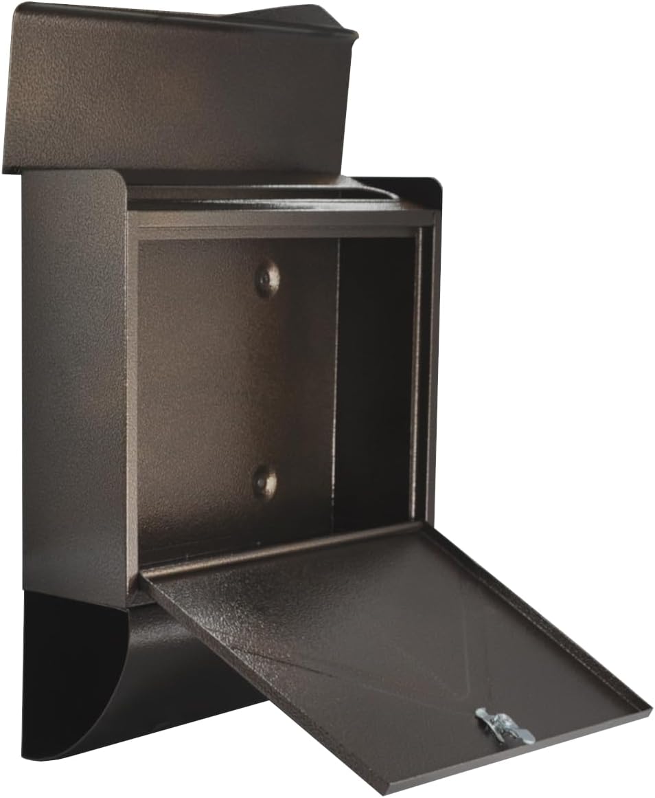 Designer Briefkasten Wandbriefkasten Postkasten mit Zeitungsrolle Zeitungsfach Braun Bronze Antik Br