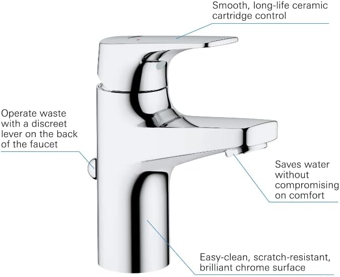 Grohe Bauflow Waschtischarmatur, S-Size, mit Zugstange, 23751000 S-Size Mit Zugstange Single, S-Size