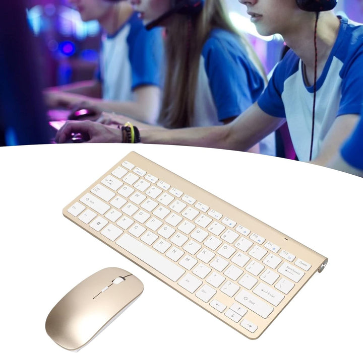 Elprico Kabelloses Tastatur-Maus-Set, 2,4 G USB, Dünne Ergonomische Stummschalttaste für Computer (L