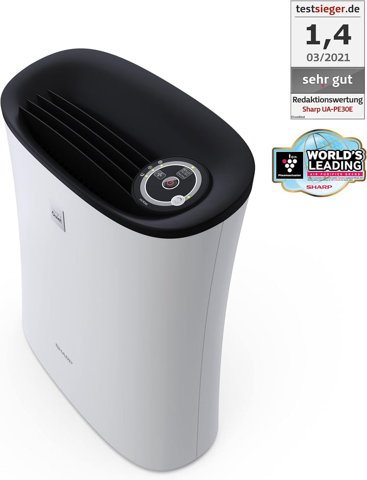 SHARP UA-PE30E-WB Luftreiniger für Räume bis zu 21 qm, 2-Stufen Filtersystem (Vorfilter, HEPA-Filter