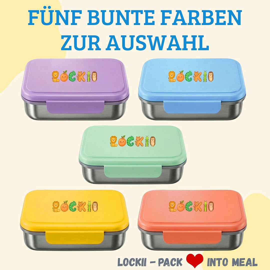 Kinder Brotdose Edelstahl 1000 ml mit Snackbox – Lunchbox mit Fächern, Edelstahl-Boden und BPA-freie