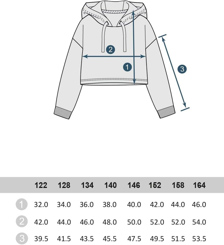 WINKIKI Kids Wear Crop Top Cropp Pullover Abgeschnittener Kapuzenpullover für Mädchen Teenager Langa