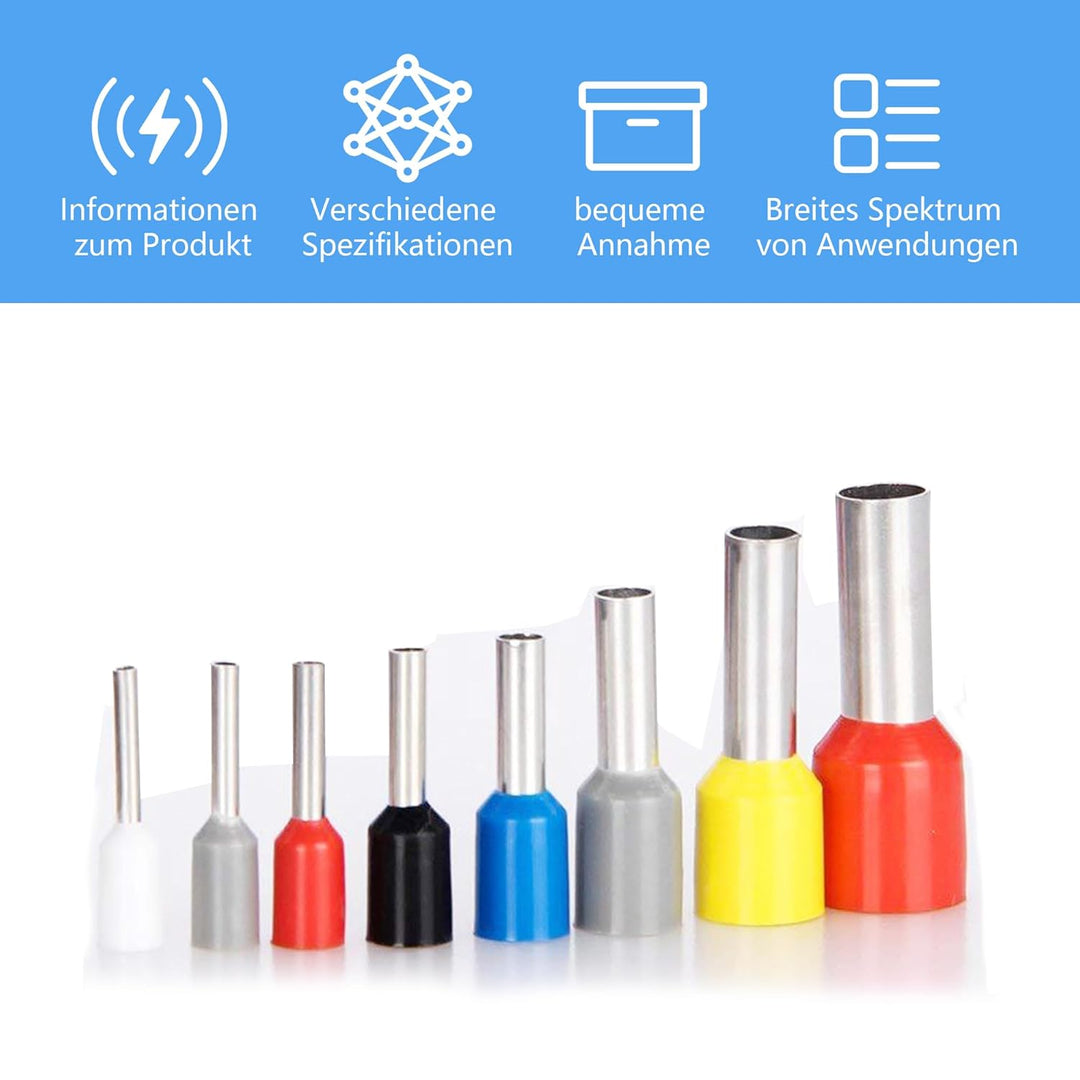 Aderendhülsen Set 2000 Stück, 0,5 mm² - 10 mm² Isolierte Aderendhülsen Sortiment für Drahtverbindung