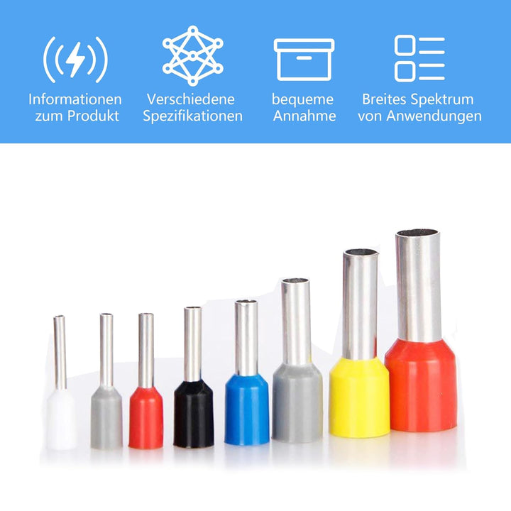 Aderendhülsen Set 2000 Stück, 0,5 mm² - 10 mm² Isolierte Aderendhülsen Sortiment für Drahtverbindung