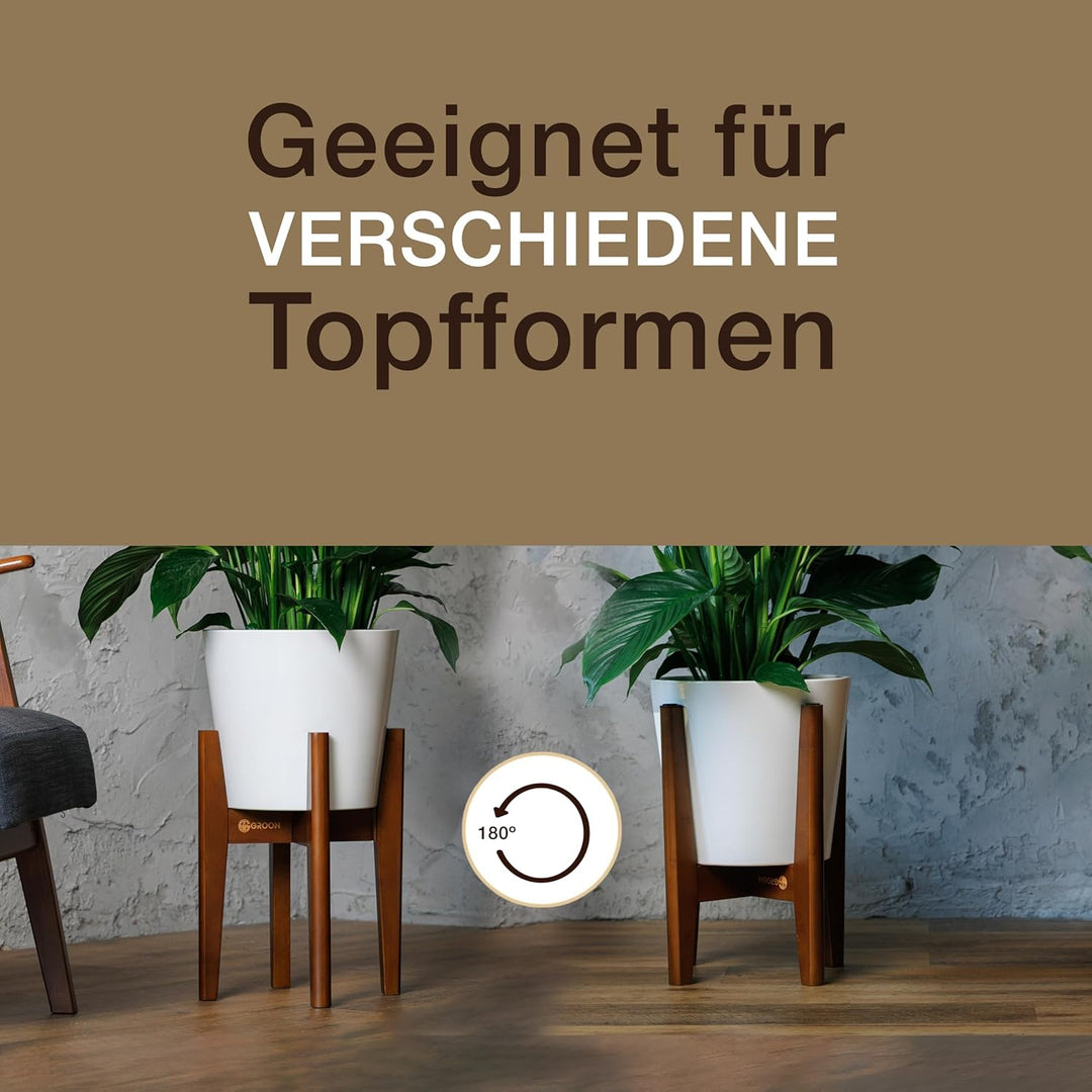 Groon® Premium Pflanzenständer Braun aus Bambus – Verstellbarer Blumenständer 20–32 cm | Handgeferti