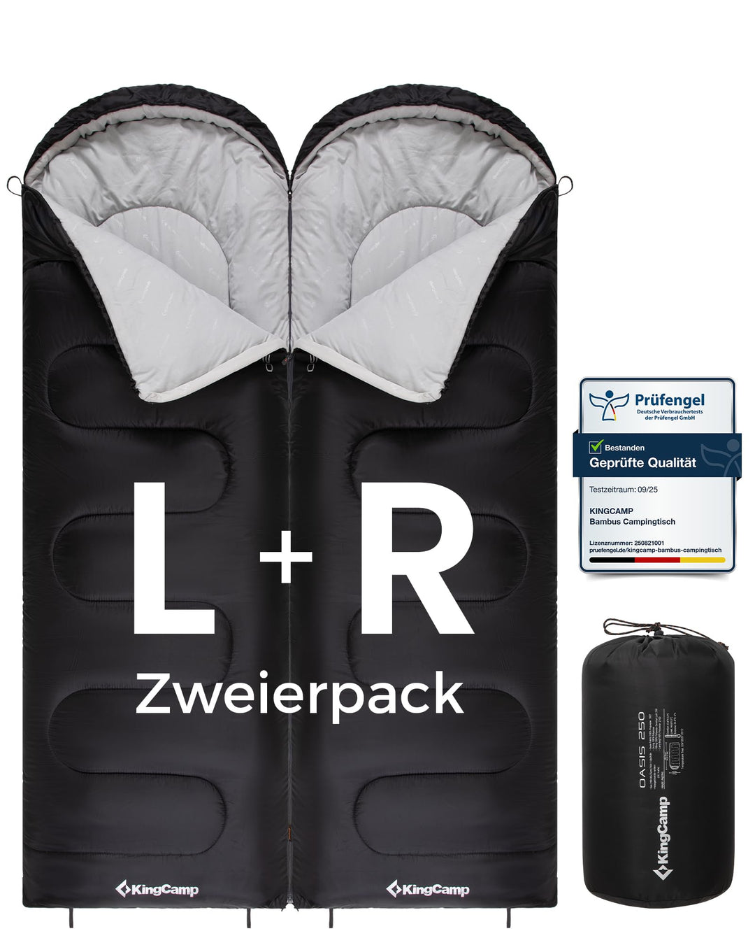 KingCamp Schlafsack für Erwachsene, kaltes Wetter & warm, XL, grosse und hohe Flanell-Schlafsäcke mi