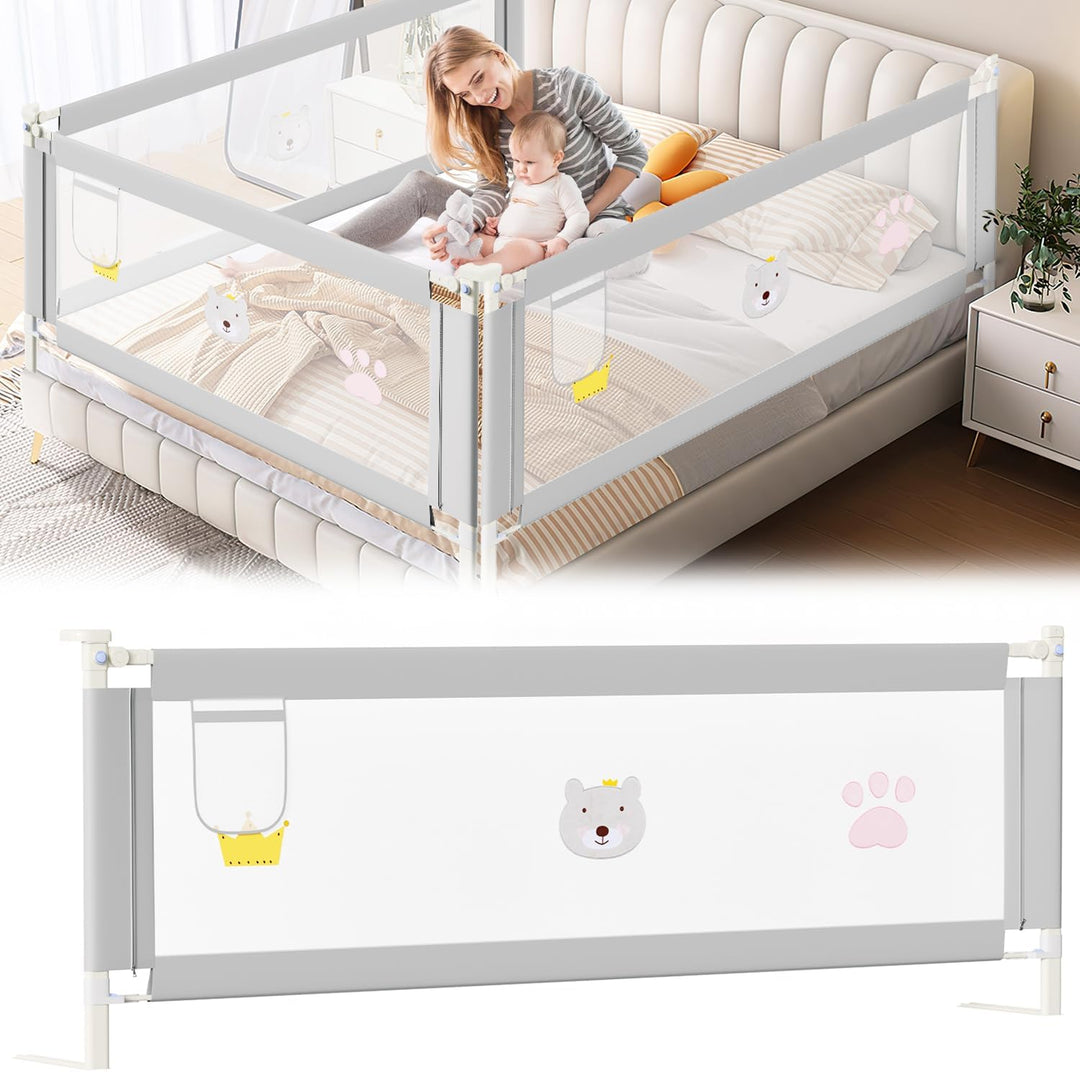 Ikodm Bettgitter 200cm Bettschutzgitter Kinderbettgitter, Rausfallschutz Boxspringbett, Kinderbettsc