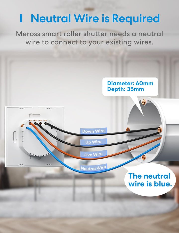 meross WLAN Rolladenschalter funktioniert mit Homekit, Alexa Rollladen, Smart Jalousien Schalter ben