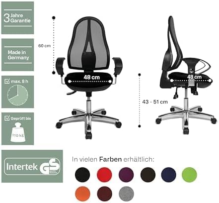 Topstar Open Point SY Deluxe, ergonomischer Syncro-Bandscheiben-Drehstuhl, Bürostuhl, Schreibtischst