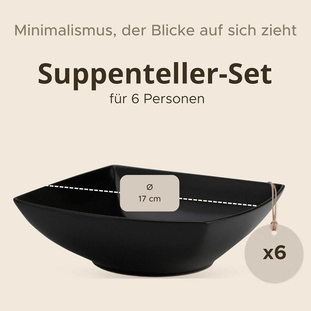 Konsimo. Elegant Suppenteller Set 6er - Schale aus Keramik - Pastateller und Tiefteller für 6 Person