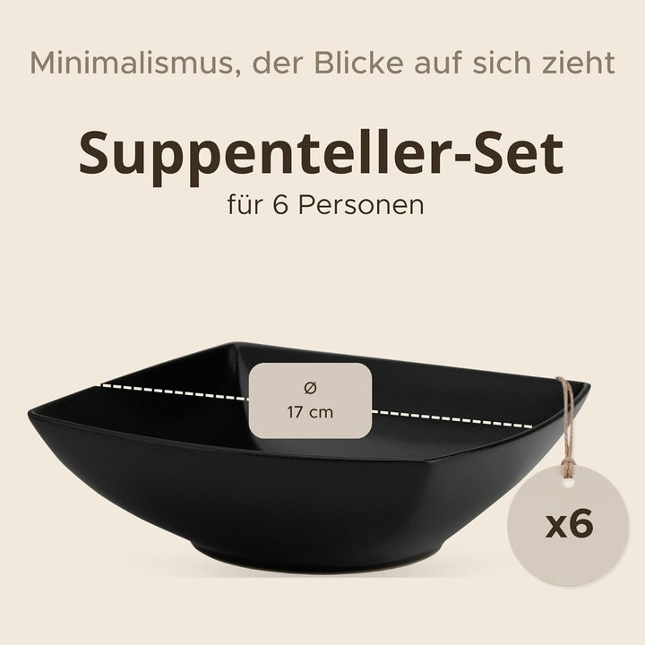 Konsimo. Elegant Suppenteller Set 6er - Schale aus Keramik - Pastateller und Tiefteller für 6 Person