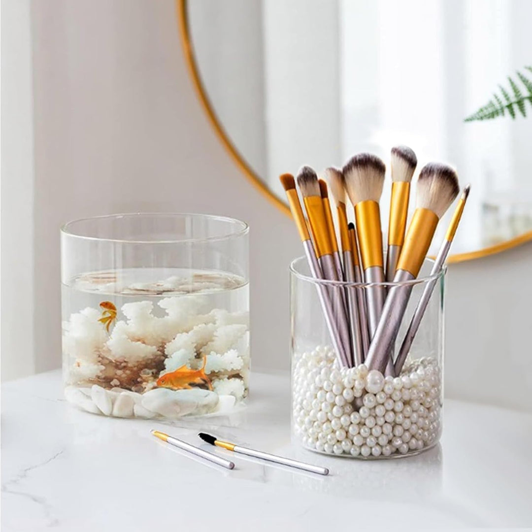 TSKDKIT Glas Blumenvase Modern Zylinder Vase, Handgemacht Kristall Vasen 15cmx15cm Kerzenhalter Glas