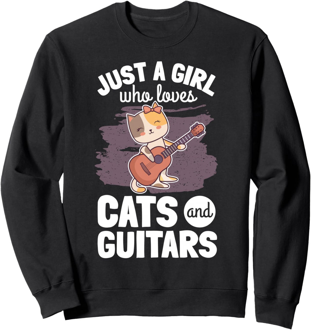 Katze Gitarre Frau Gitarrenspielerin Mädchen Gitarristin Sweatshirt
