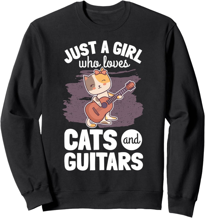 Katze Gitarre Frau Gitarrenspielerin Mädchen Gitarristin Sweatshirt