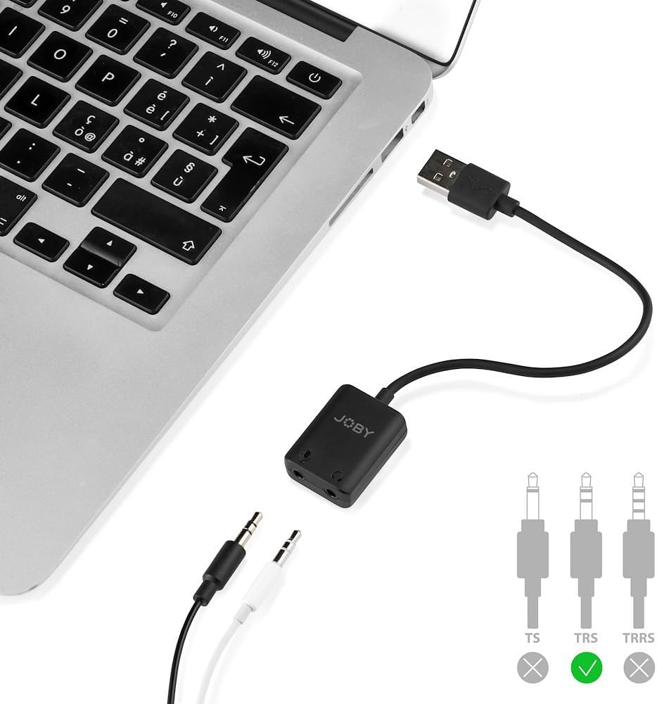 JOBY Wavo USB-Adapter, USB-Adapter für Wavo Mikrofon, Kompatibel with PCs, Laptops, Macs, tragbares