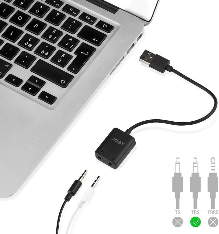 JOBY Wavo USB-Adapter, USB-Adapter für Wavo Mikrofon, Kompatibel with PCs, Laptops, Macs, tragbares