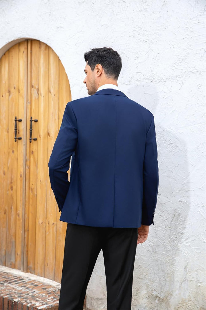 YOUTHUP Herren Sakko Slim Fit Anzugjacke für Business Hochzeit Eleganter 1 Knöpfen Blazer S Navy, S
