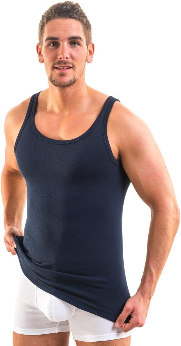 HERMKO 3000 4er Pack Herren Tank Top - 100% Bio-Baumwolle, Unterhemd in Feinripp - Strapazierfähig &
