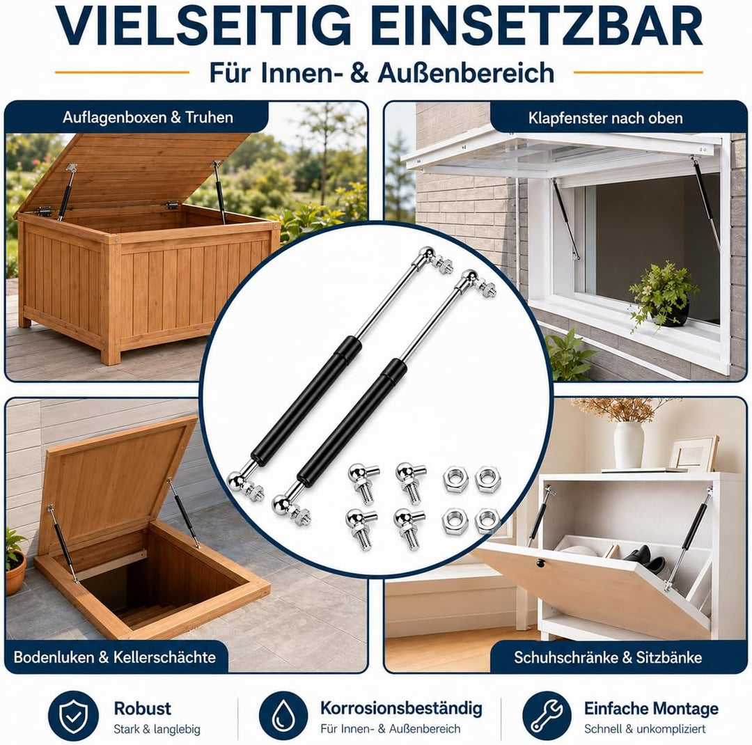 2 Stück Gasdruckfeder 200N, 380 mm Gasdruckdämpfer mit L-Halterungen