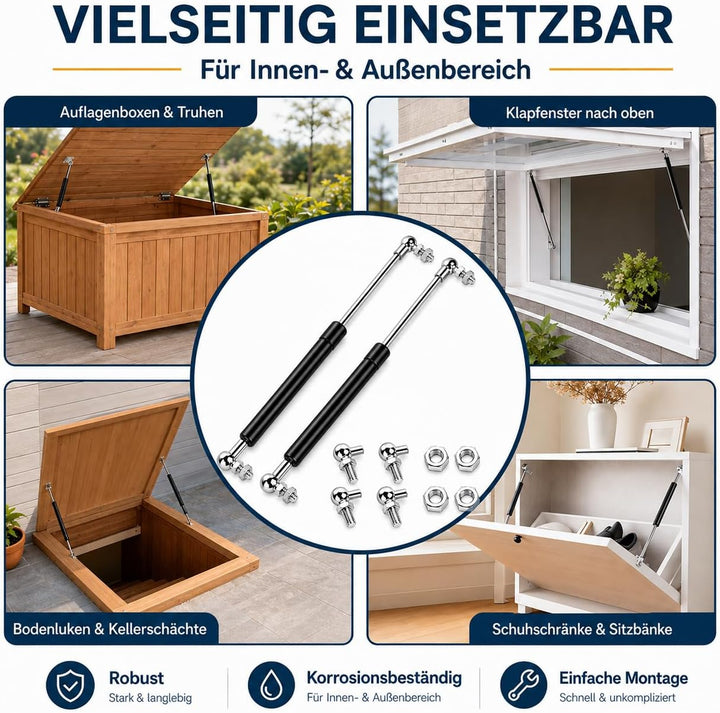 2 Stück Gasdruckfeder 200N, 380 mm Gasdruckdämpfer mit L-Halterungen