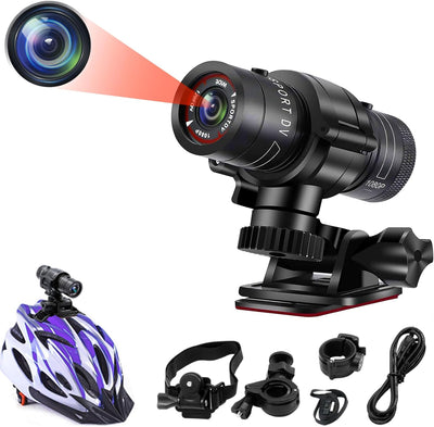 TANGMI Action Cam, 1080P HD Helmkamera, 120° Weitwinkel Actionkameras, Eingebauter Akku Videoaufnahm