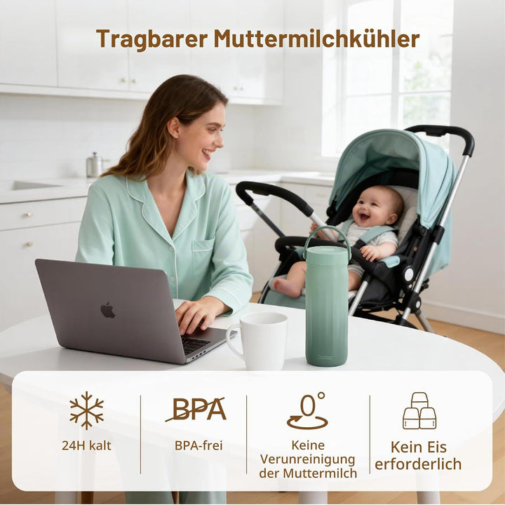22oz Tragbare Brustmilchkühltasche für Unterwegs – Lebensretter mit 360° Rundumkühlung bis zu 24 Stu