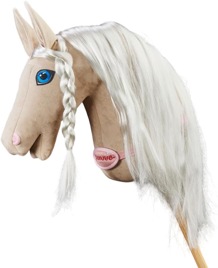 Ponnie Steckenpferd Schneerose A3, Hobby Horse, Pferde Spielzeug für Kinder, mit handgemalten Augen,