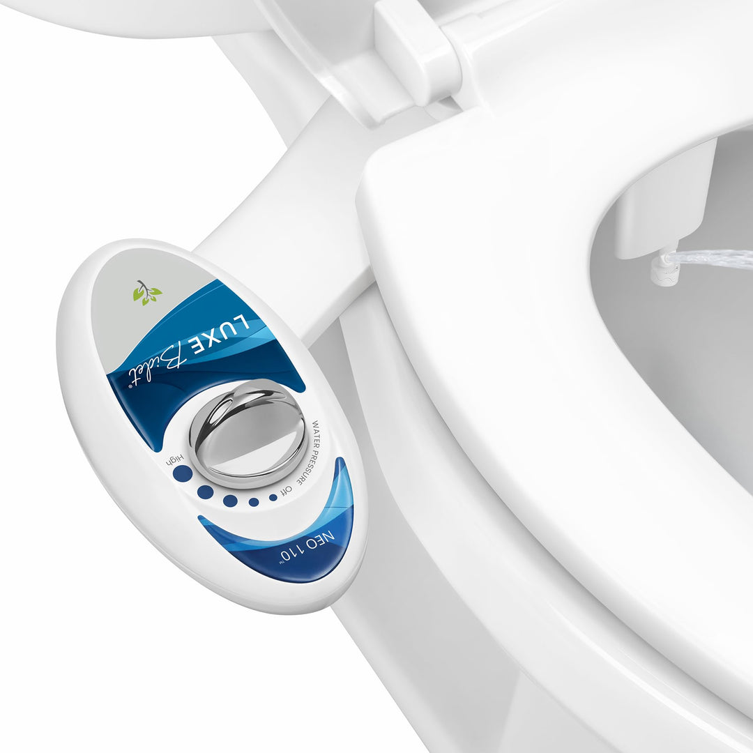 Luxe Bidet Neo 110 – Frische, Wasser ohne Elektrik Mechanische Bidet WC-Sitz Befestigung (blau und w