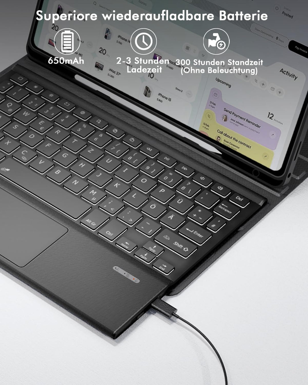 Doohoeek Schutzhülle mit Tastatur für Samsung Galaxy Tab A11+ Plus 11 Zoll 2025/ A9+ Plus 2023, Blue