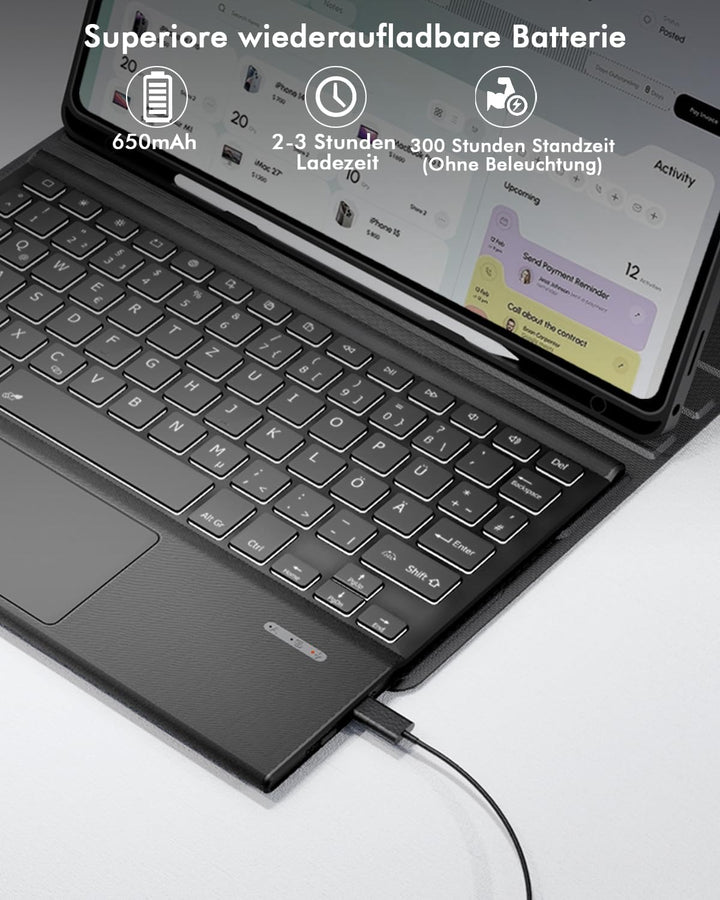 Doohoeek Schutzhülle mit Tastatur für Samsung Galaxy Tab A11+ Plus 11 Zoll 2025/ A9+ Plus 2023, Blue