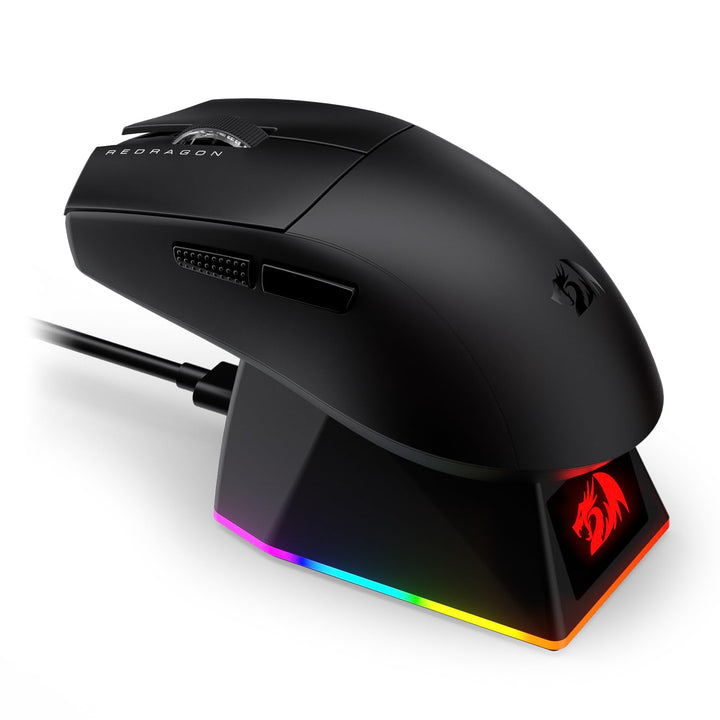 Redragon M999 kabellose Gaming Mouse – Tri-Mode Maus mit RGB-Magnetladedock, 45000 DPI max. einstell