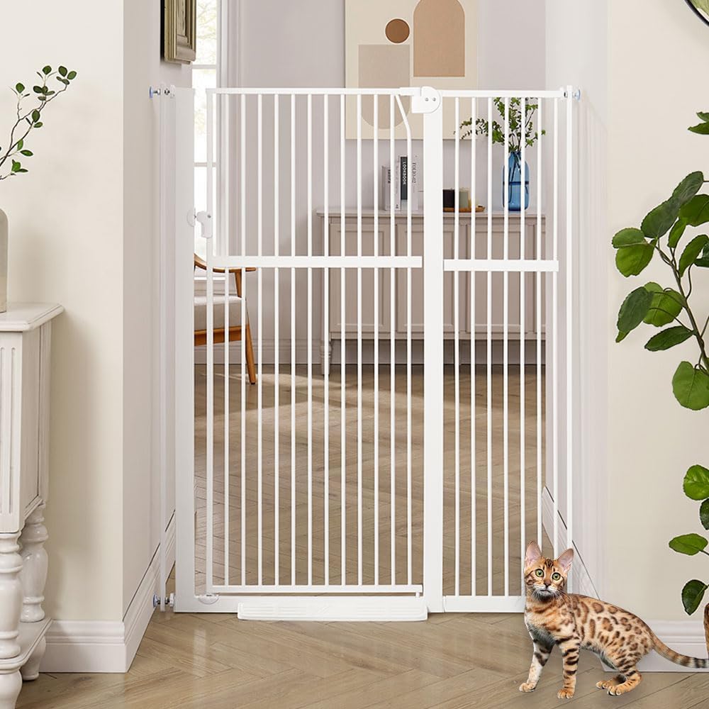 unipaws 142 cm hohes Türschutzgitter ohne Bohren – Druckmontiertes Hundegitter &amp; Türgitter für Katze
