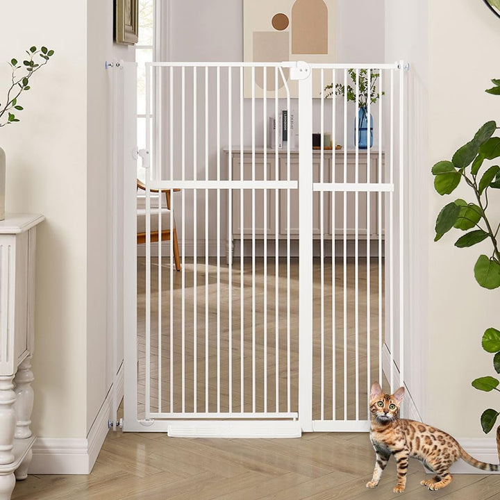 unipaws 142 cm hohes Türschutzgitter ohne Bohren – Druckmontiertes Hundegitter &amp; Türgitter für Katze
