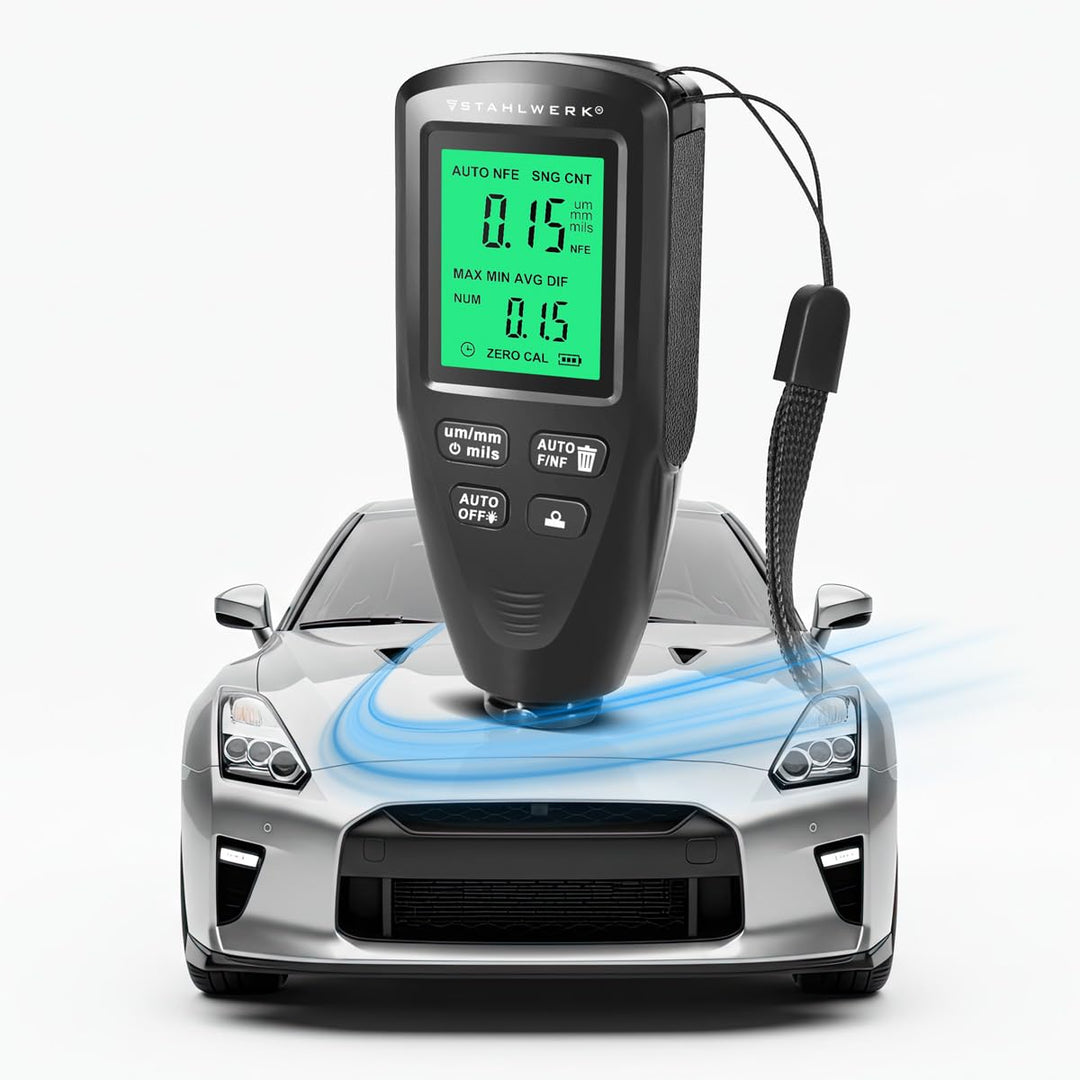 STAHLWERK Schichtdickenmessgerät – Kompakter Lackdickenprüfer 0-2000 µm für KFZ und Materialprüfung,