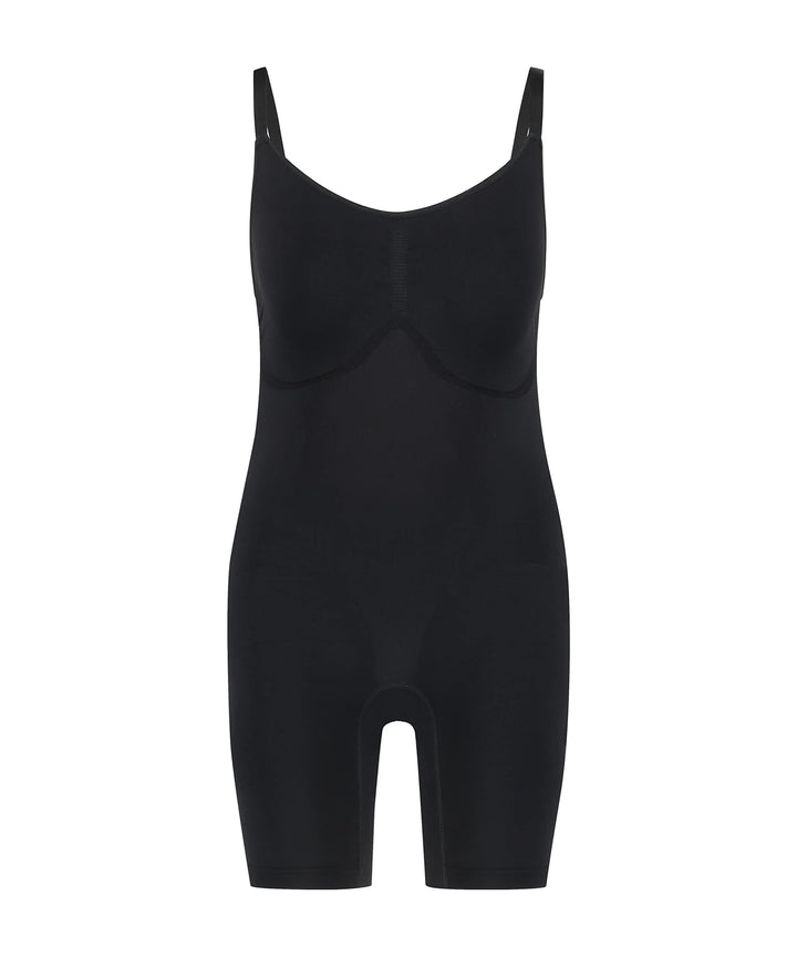 HUNKEMÖLLER Nahtlos betonender Bodysuit mit hohem Beinausschnitt L caviar, L caviar