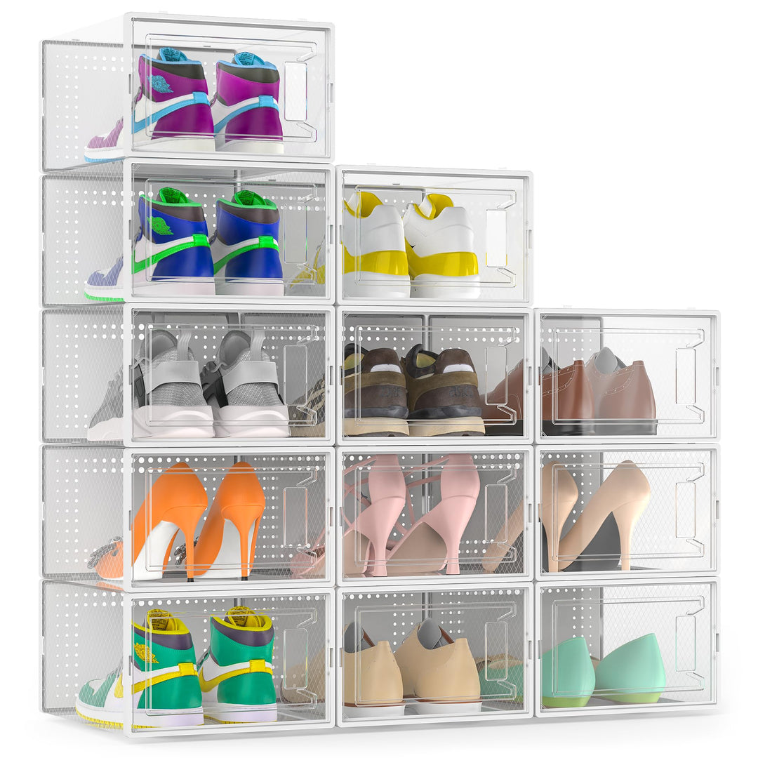 Secret Space 12 Stück grosse Schuh-Organizer-Aufbewahrungsboxen für Schrank, modulare, platzsparende