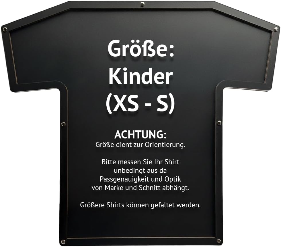 Trikotrahmen in T-Form, Kinder (XS - S), Anthrazit, für T-Shirts, Fussballtrikots, Sporttrikots, bru