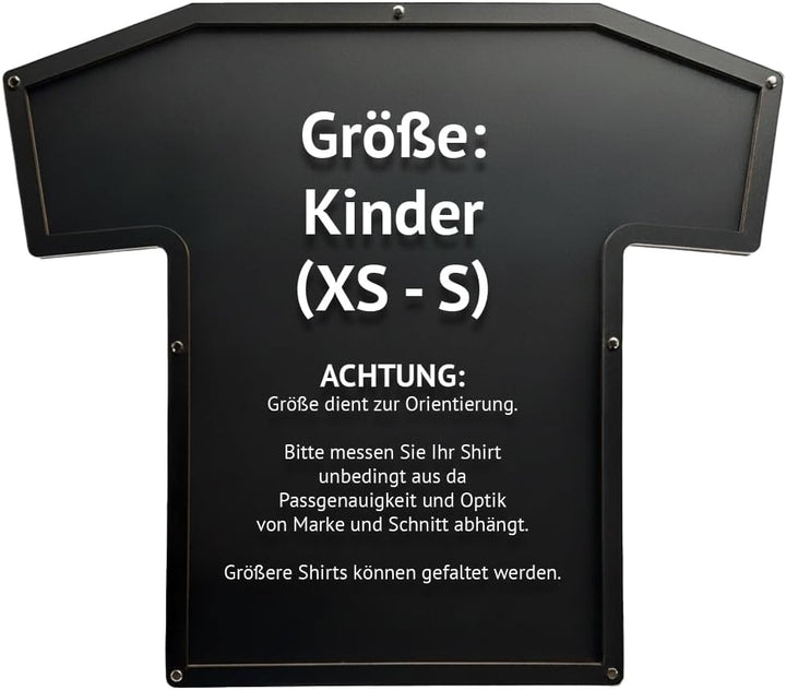 Trikotrahmen in T-Form, Kinder (XS - S), Anthrazit, für T-Shirts, Fussballtrikots, Sporttrikots, bru