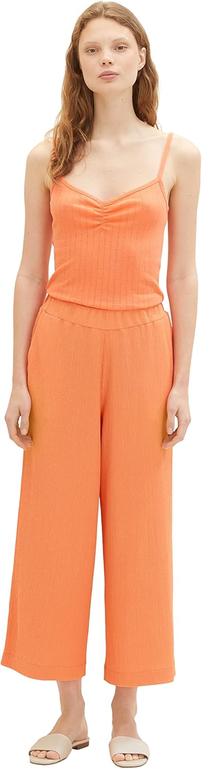 TOM TAILOR Denim Damen Basic Culotte Hose M 31699 - Luminous Coral, M 31699 - Luminous Coral
