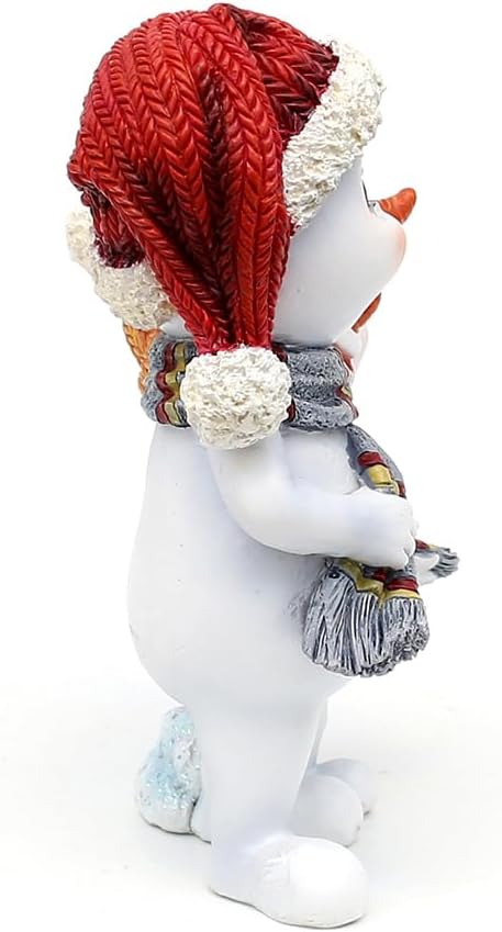 Dekohelden24 Schneekinderpaar mit Mütze und Schal in rot-orange, L/B/H 11 x 7 x 15 cm, Paar