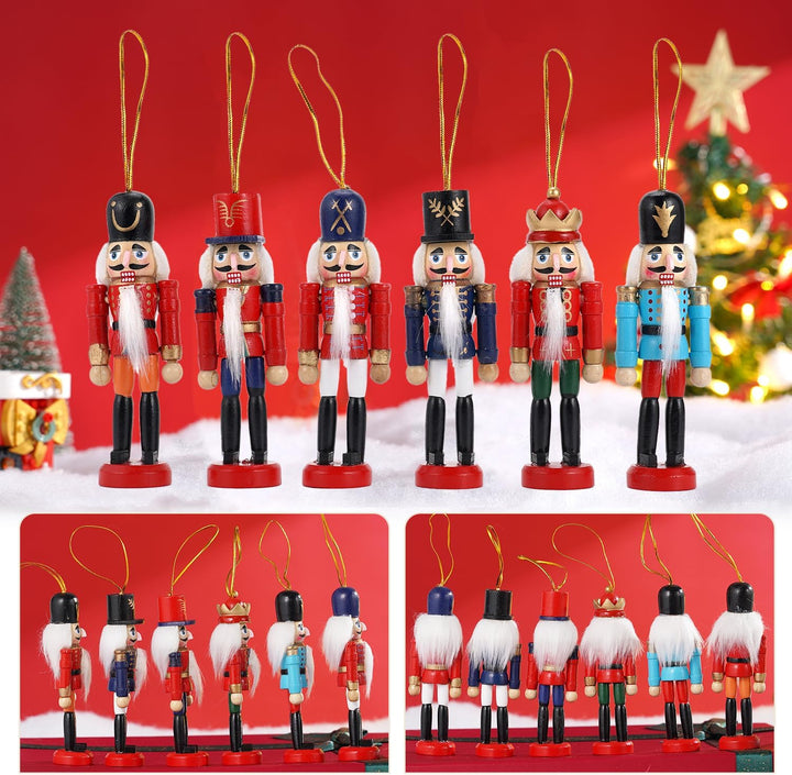 COMBIUBIU 6PCS Nussknacker Figuren Holz Nussknacker Soldaten,Traditionelle Weihnachten Nussknacker F