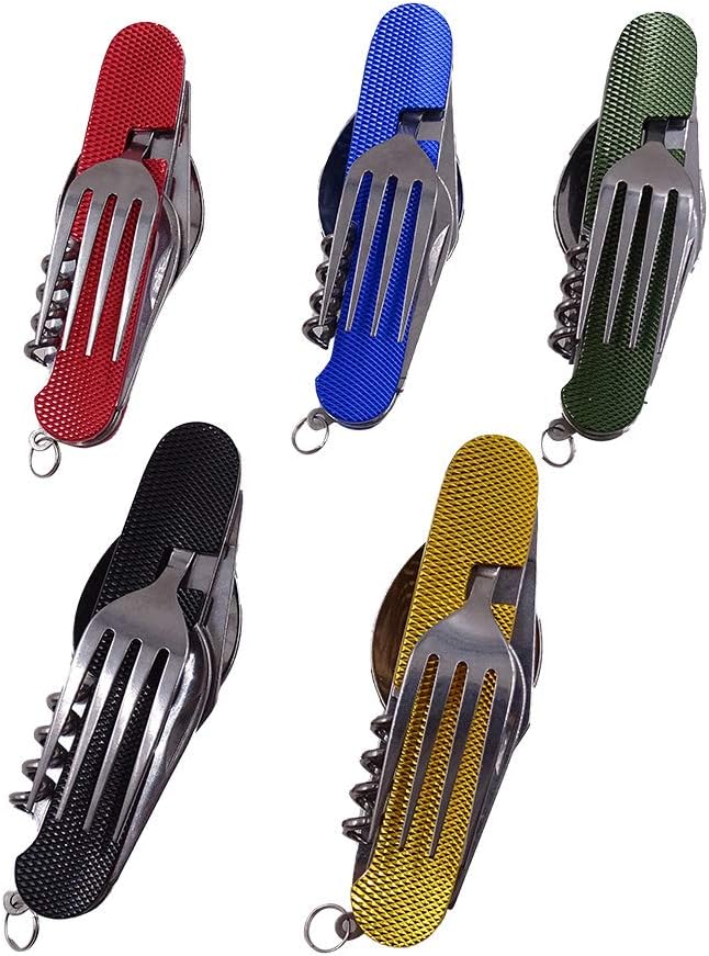 Hiwalker 6 in 1 Edelstahl Klapp besteck Camping besteck Set Outdoor Reise Besteck Kit Abnehmbare Ges