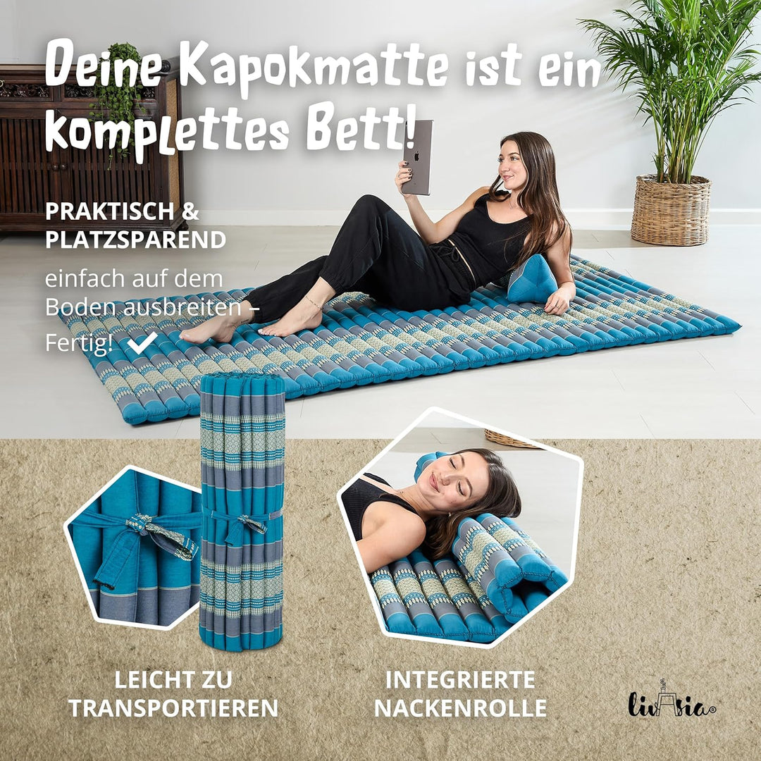 livasia Rollmatte Rollmatratze L-200x110x4,5cm, Gästebett Gästematratze 1 Person, Reisebett Kofferra