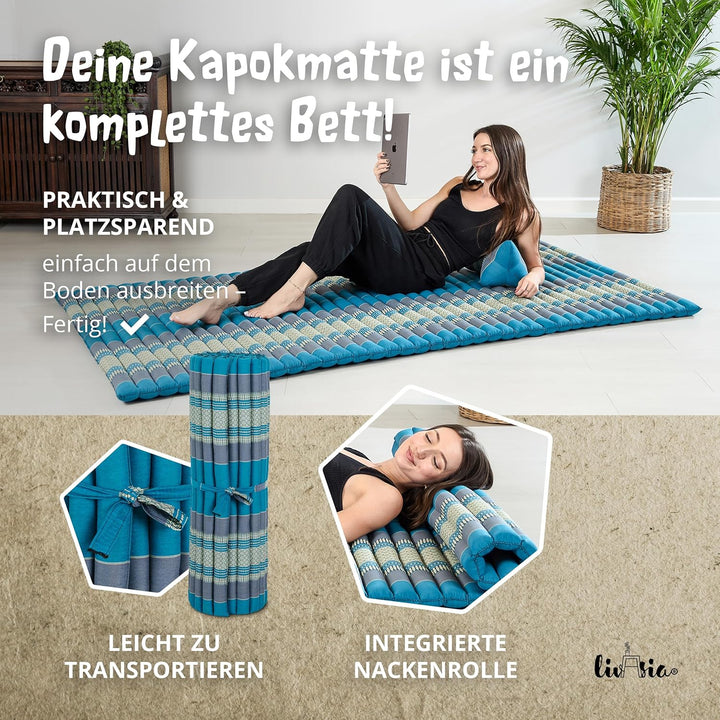 livasia Rollmatte Rollmatratze L-200x110x4,5cm, Gästebett Gästematratze 1 Person, Reisebett Kofferra