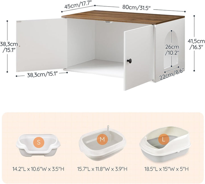 HOOBRO Katzenklo Schrank aus Spanplatte, Katzentoilette Schrank, versteckter Katzenkloschrank mit Se