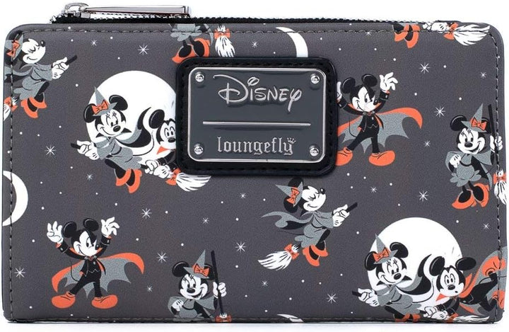 Loungefly Disney Mickey und Minnie Mouse All Over Print Halloween Flap Wallet