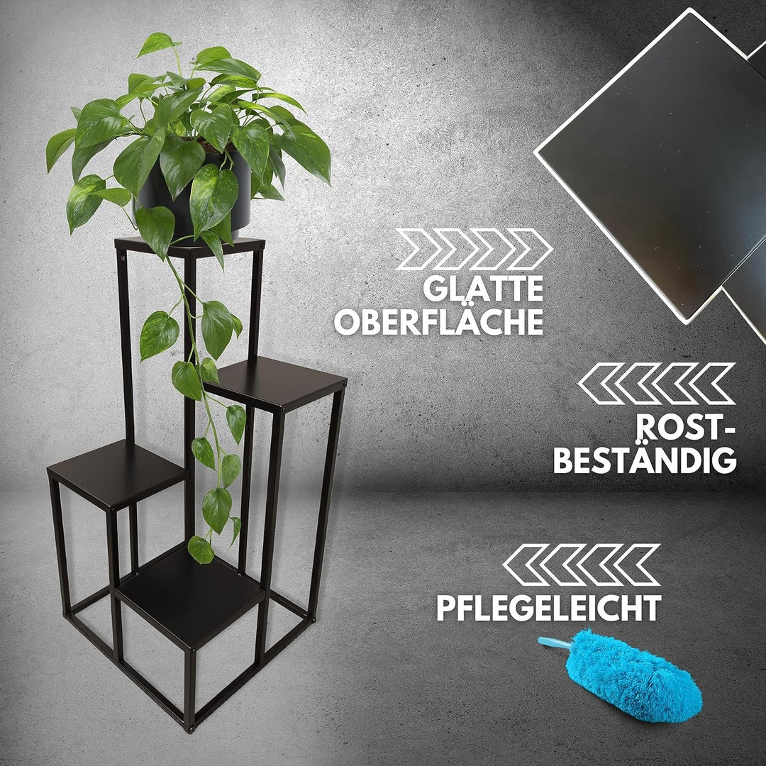 Schauer Pflanzentreppe mit 4 Ebenen schwarz - aus beschichtetem Metall - Blumenständer für den Innen